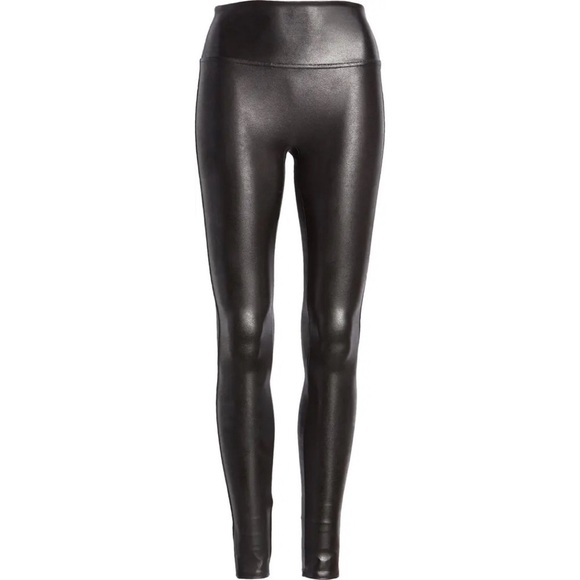 SPANX VERY BLACK Faux Leather Leggings SZ. 2X L - Picture 4 of 12